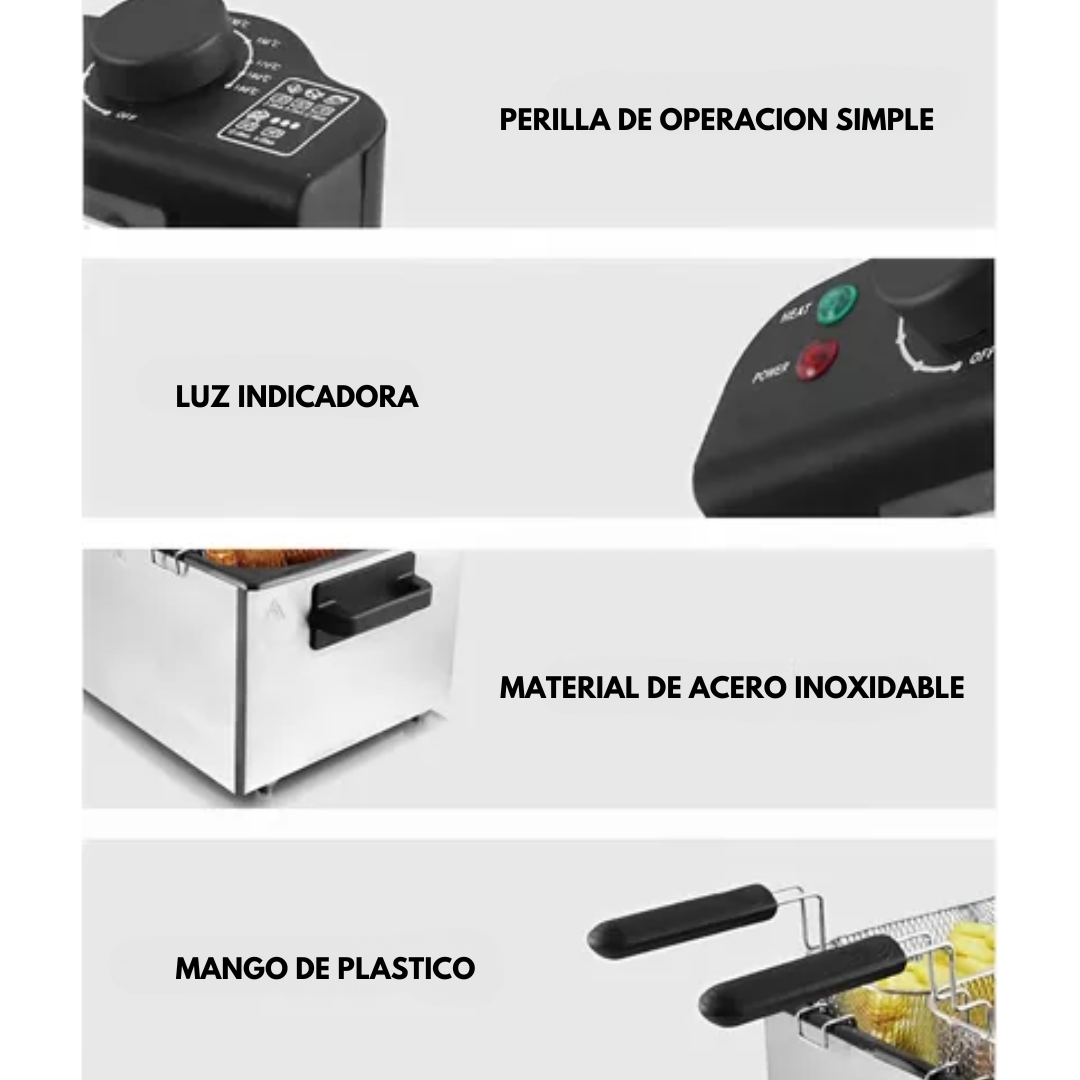 Freidora Eléctrica de Acero Inoxidable