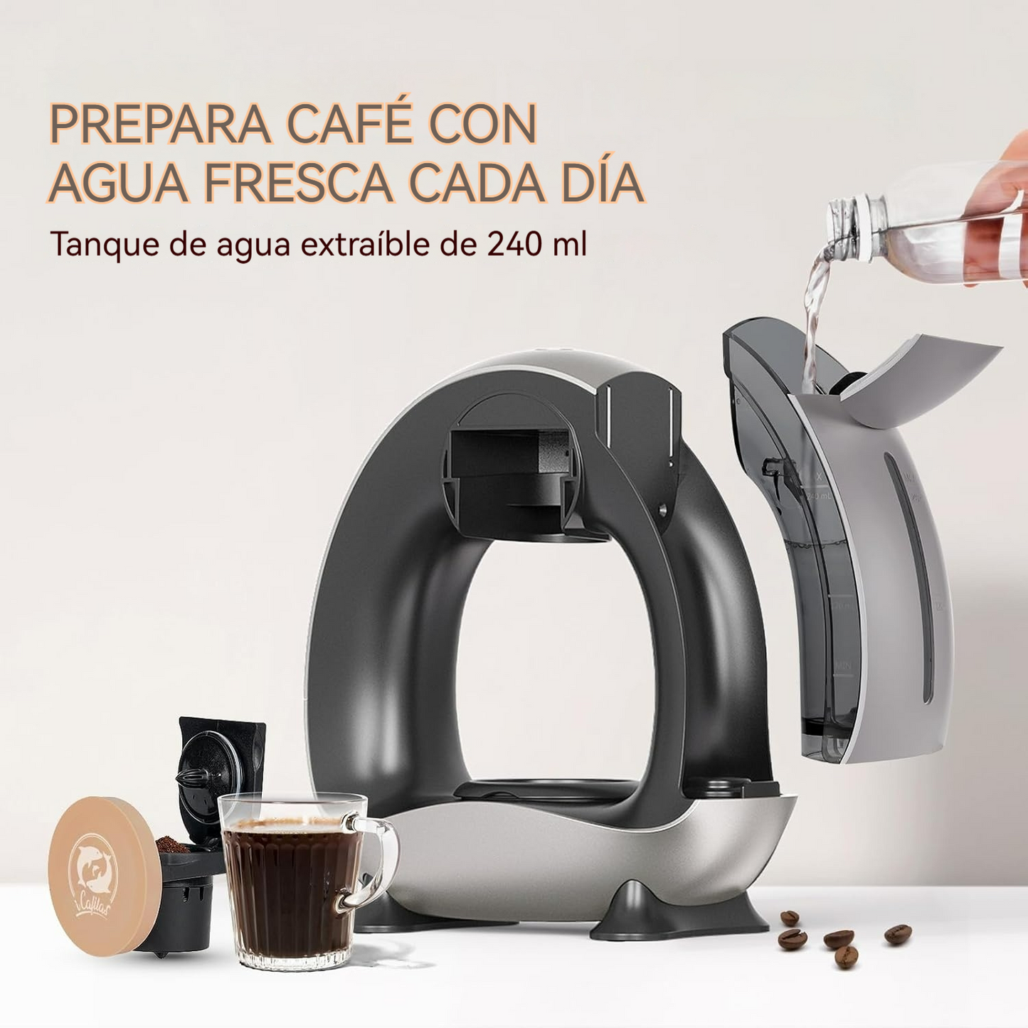 Cafetera de una porción preparación en 1 minuto