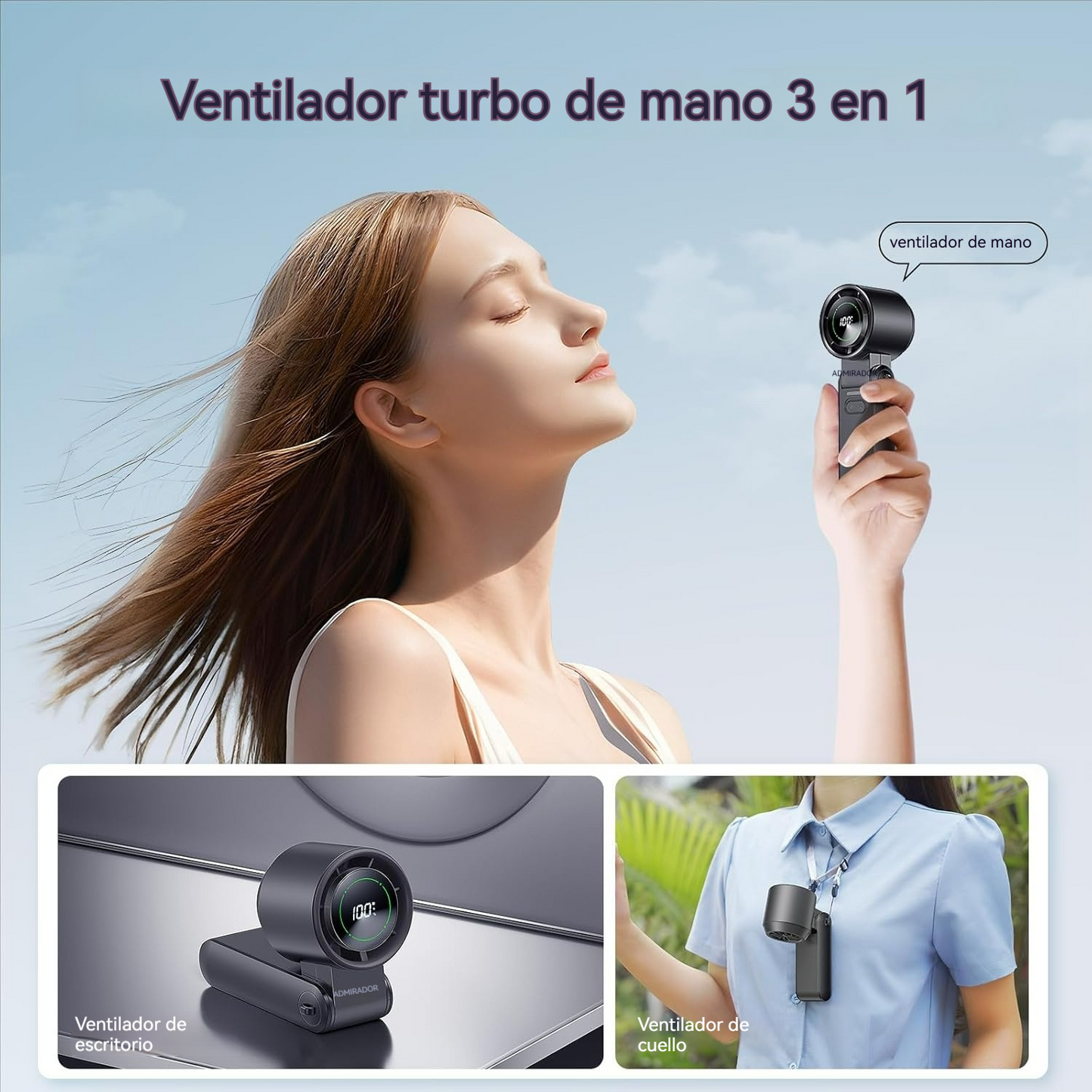 Ventilador turbo portátil 3 en 1