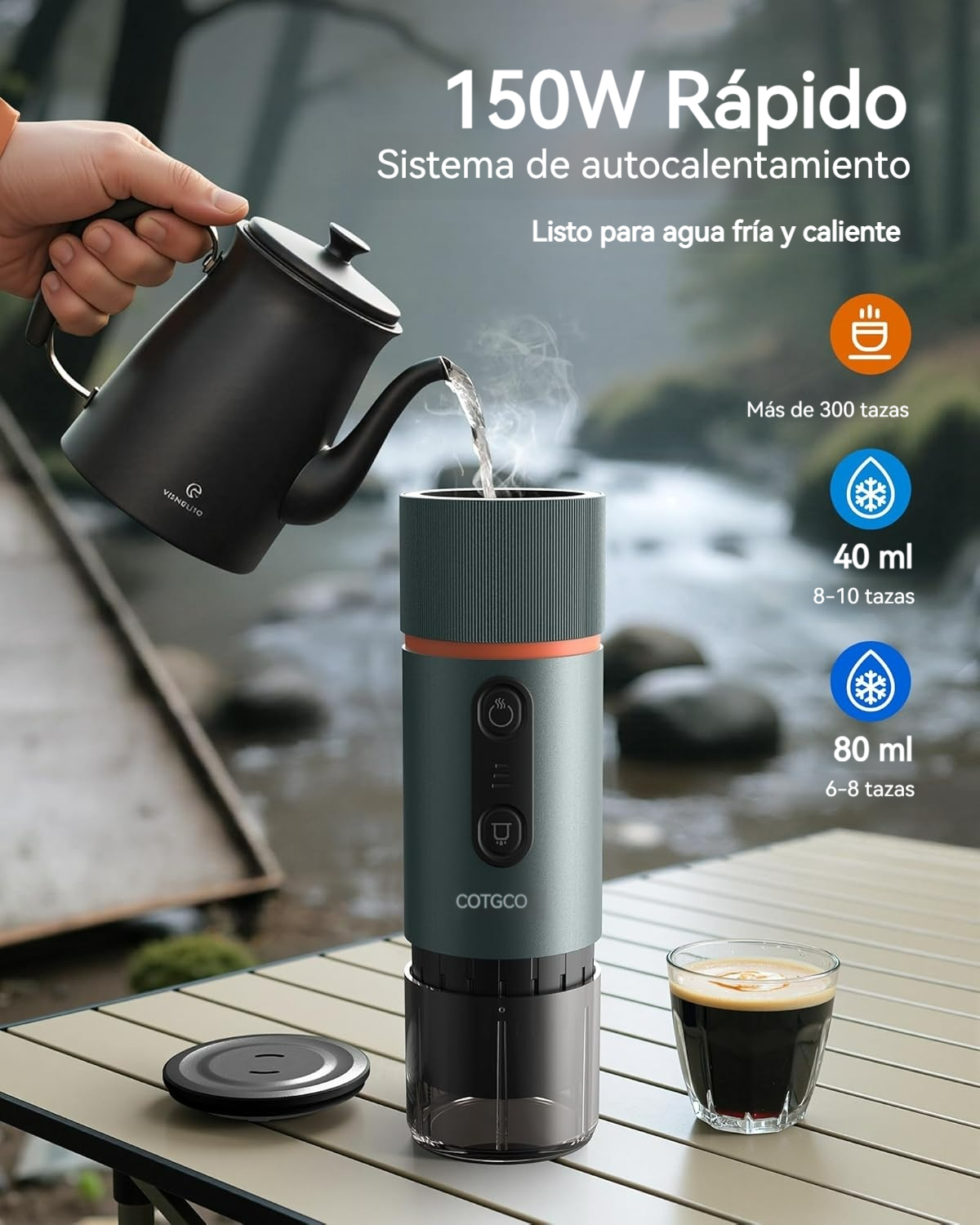 Cafetera Portátil Eléctrica con Autocalentamiento