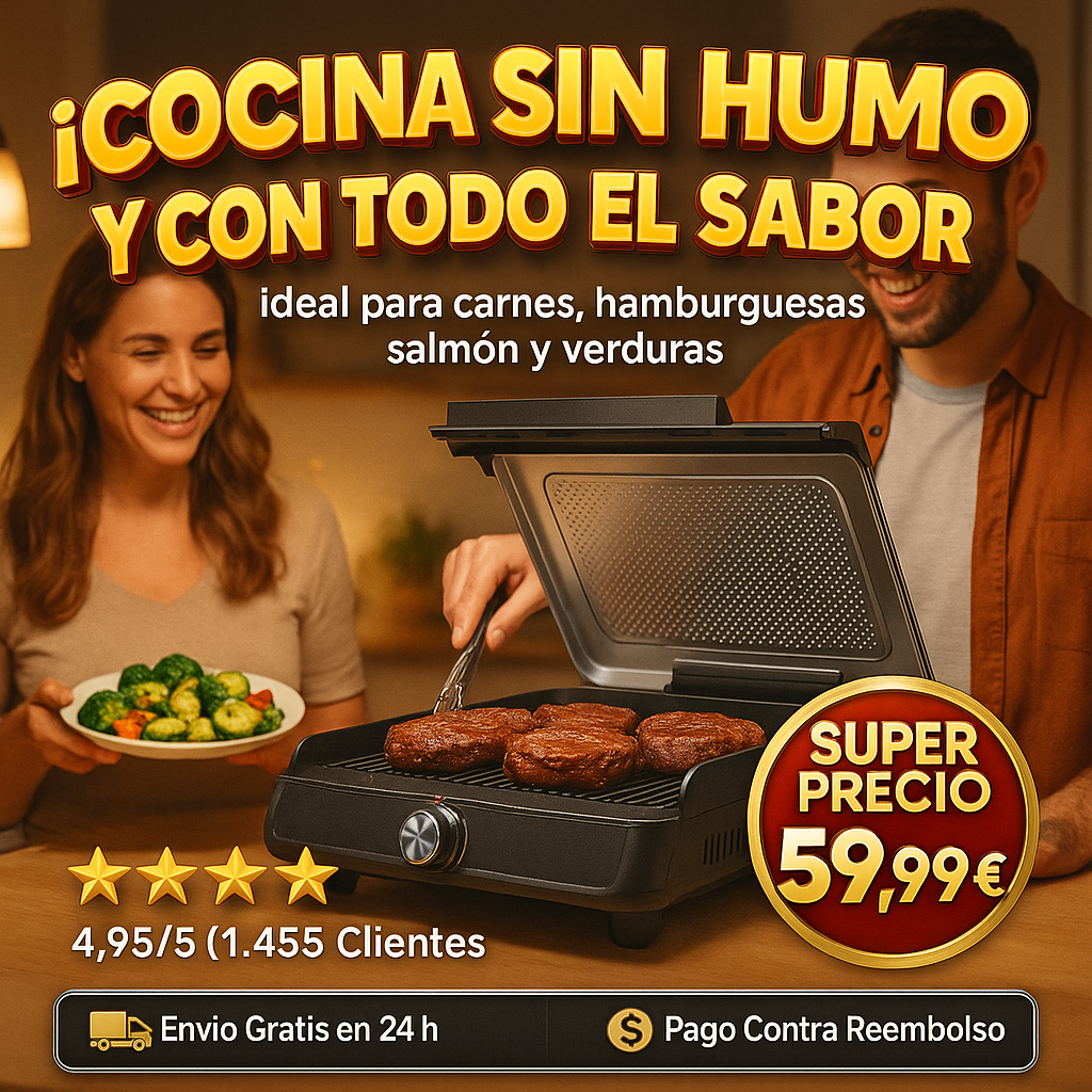 Plancha y parrilla de interior 14'', parrilla eléctrica, para carnes, hamburguesas, salmón, verduras y más