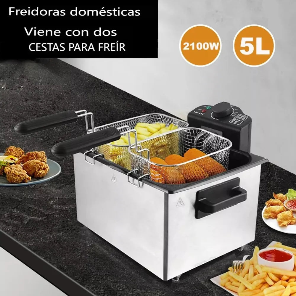 Freidora Eléctrica Automática de Acero Inoxidable – 5 L
