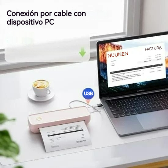 Impresora Portátil Térmica con Bluetooth, USB y Batería Integrada