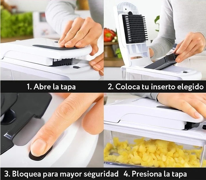 Cortador de Verduras 7 en 1 con Cuchillas Intercambiables