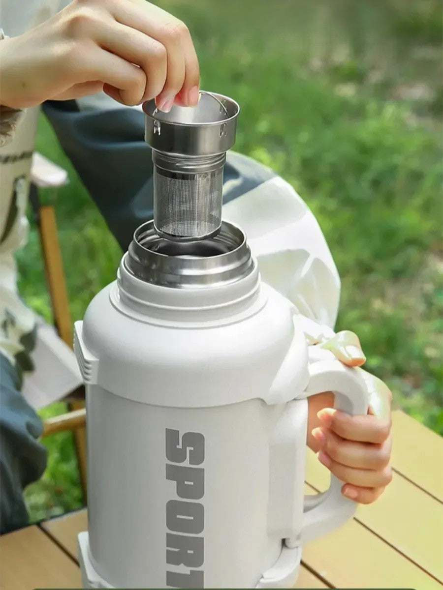Vaso Térmico de Acero Inoxidable con Doble Tapa y Capacidad Extra Grande