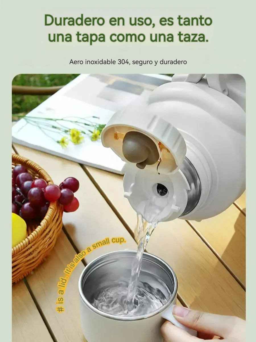 Vaso Térmico de Acero Inoxidable con Doble Tapa y Capacidad Extra Grande