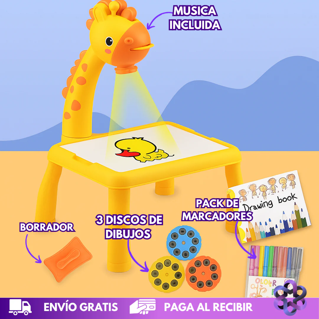Mesa de Arte Infantil con Proyector Jirafa