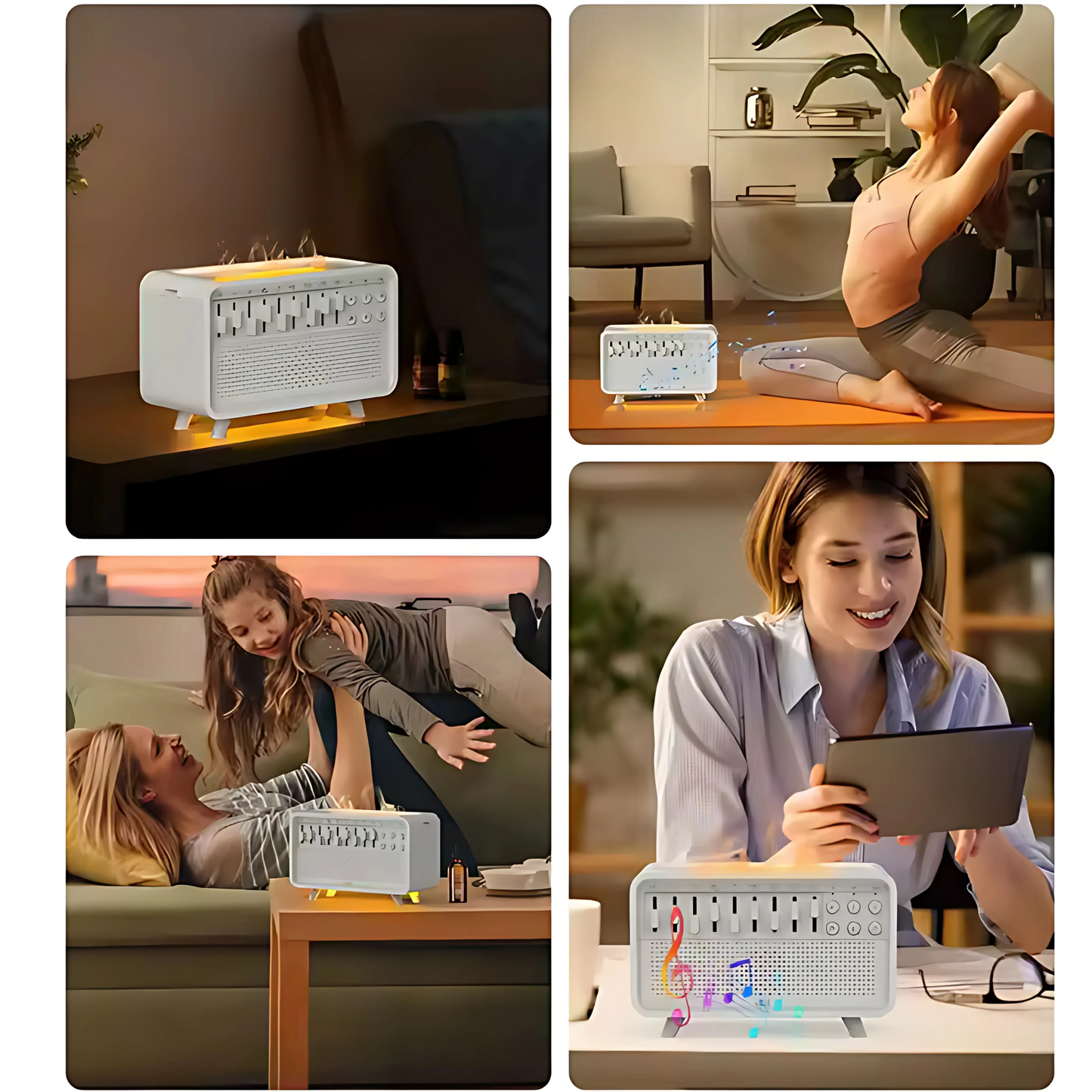 Difusor 5 en 1 con Humidificador Ultrasónico, Ruido Blanco, Luz Ambiental y Temporizador