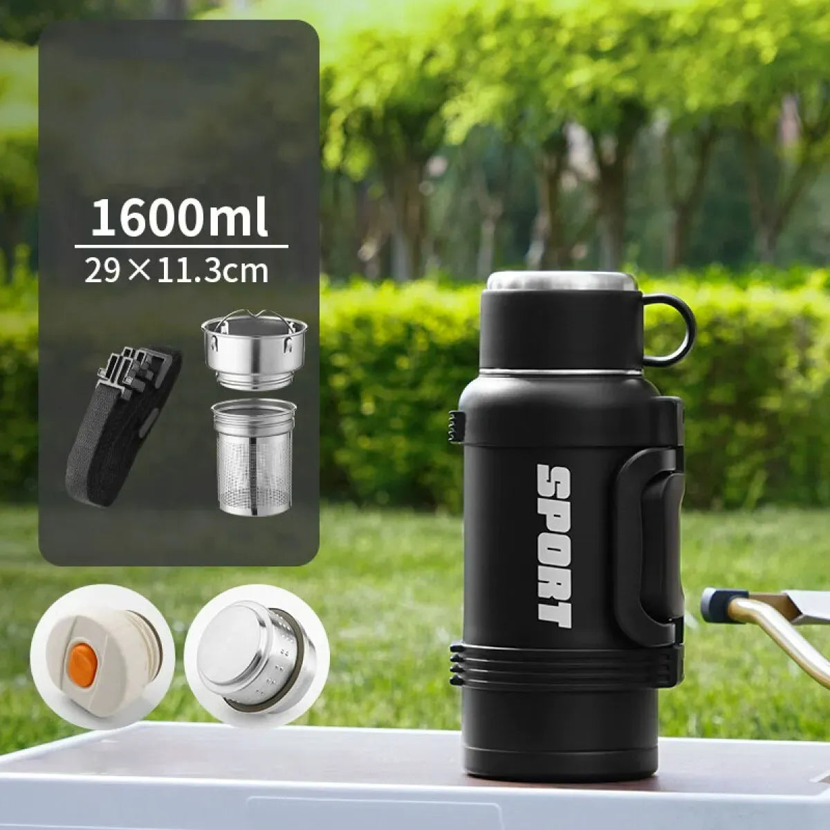 Vaso Térmico de Acero Inoxidable con Doble Tapa y Capacidad Extra Grande