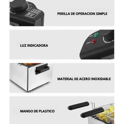 Freidora Eléctrica de Acero Inoxidable