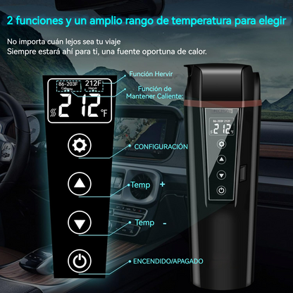 Hervidor Eléctrico para Coche con Control Digital de Temperatura y pantalla LED