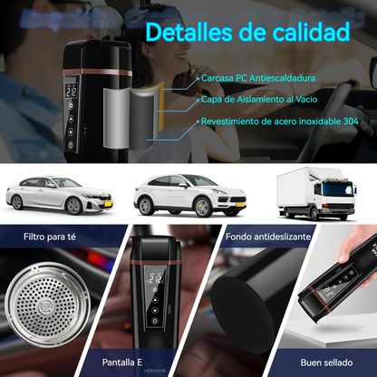 Hervidor Eléctrico para Coche con Control Digital de Temperatura y pantalla LED