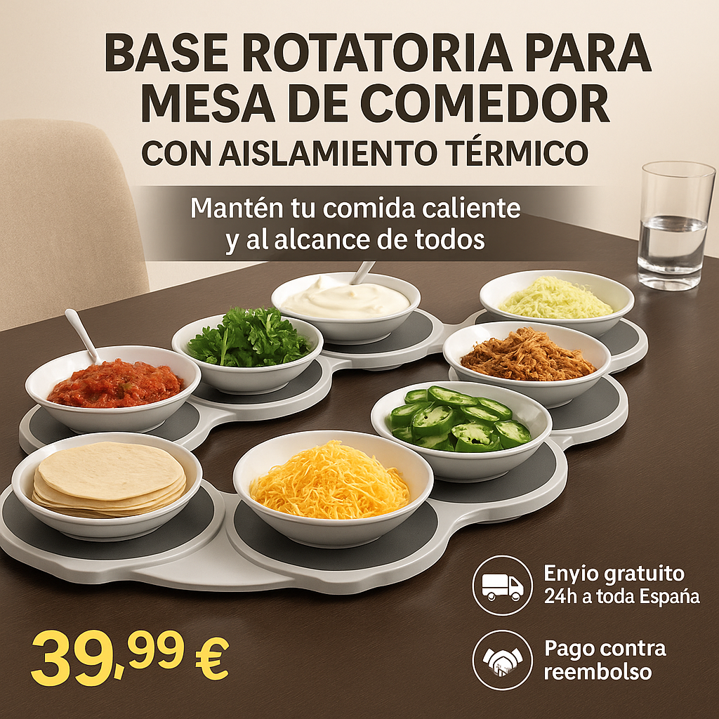 Base rotatable para mesa de comedor con aislamiento térmico