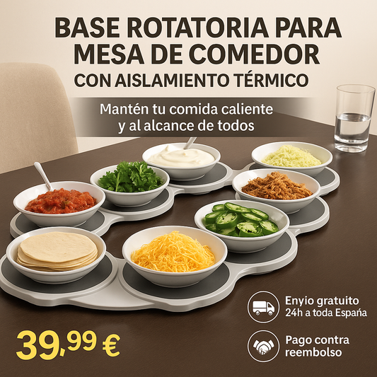 Base rotatable para mesa de comedor con aislamiento térmico