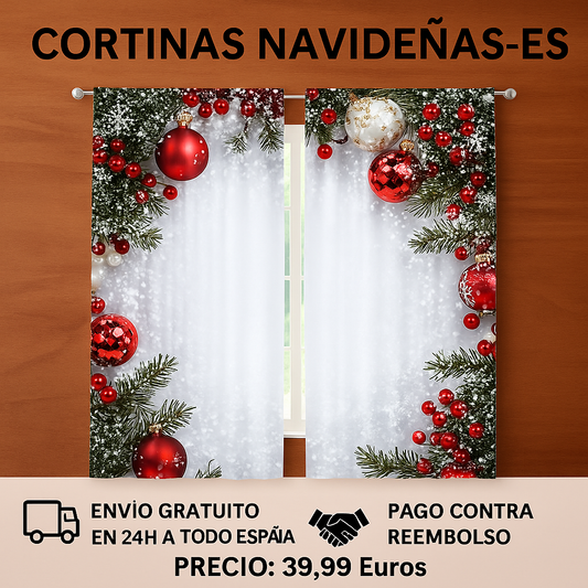🎅Rebajas de Navidad 49% de descuento🎄Cortinas navideñas-ES