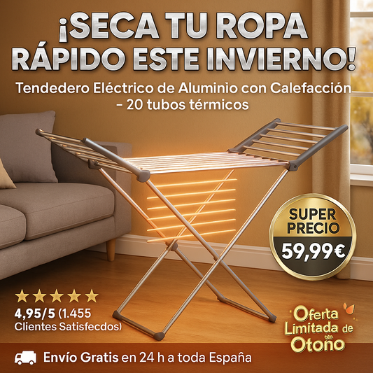 Tendedero eléctrico con calefacción de acero inoxidable