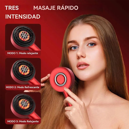 Cepillo Eléctrico Capilar 2 en 1 con Masajeador de Cerdas, Luz Roja Terapéutica y Aplicador de Aceites