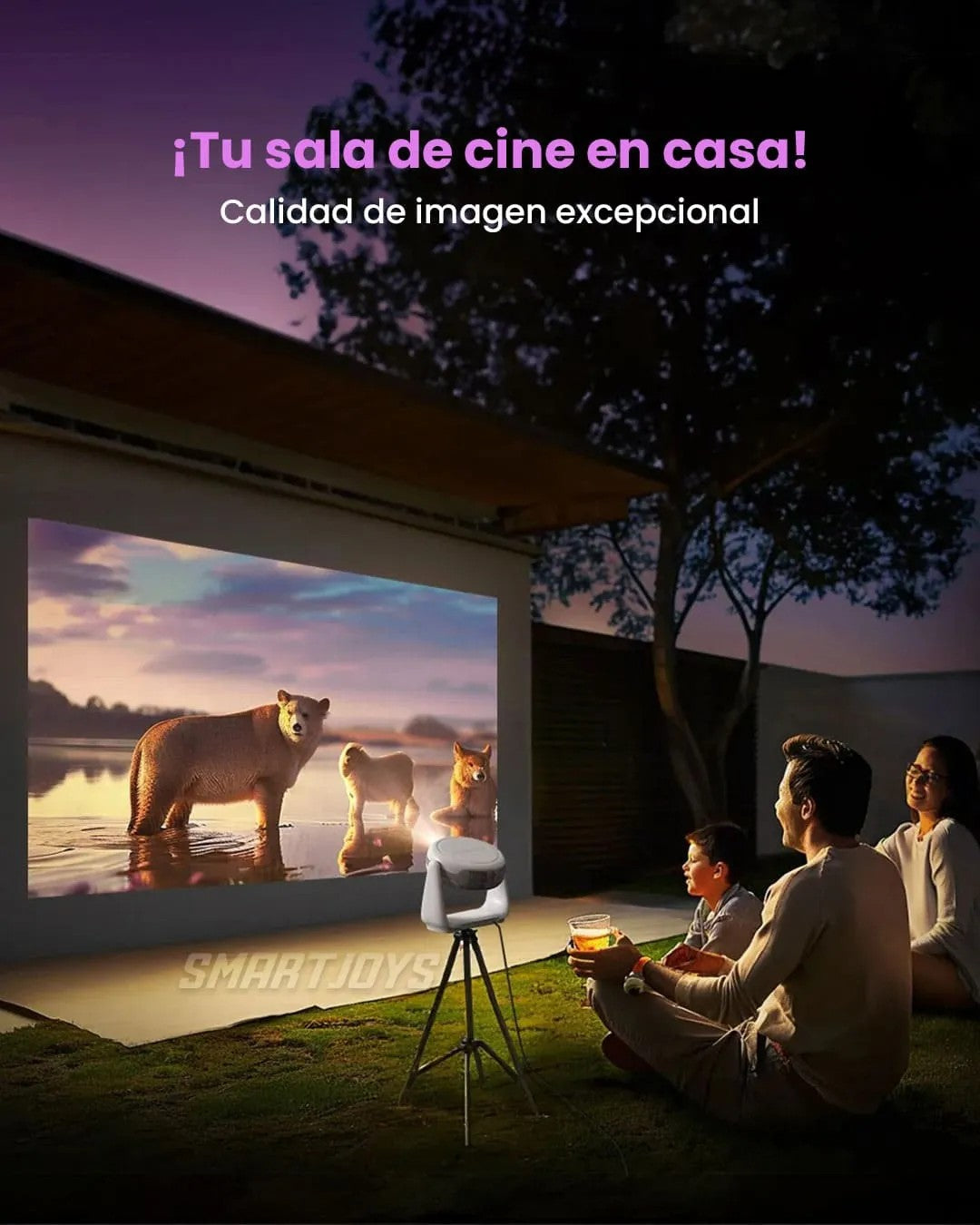 Proyector Portátil Recargable– Android TV, WiFi 6, Bluetooth 5.2 y enfoque automático