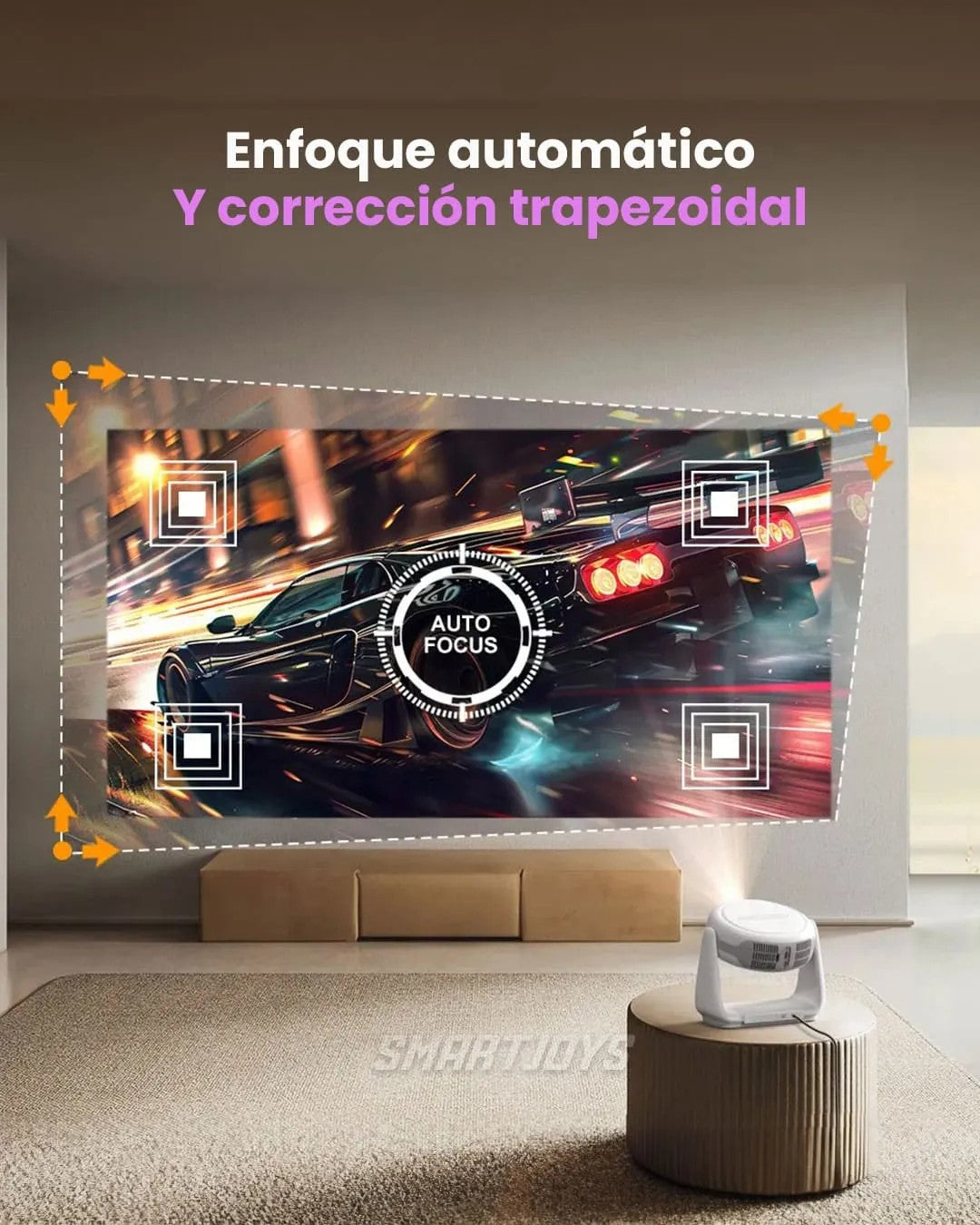 Proyector Portátil Recargable– Android TV, WiFi 6, Bluetooth 5.2 y enfoque automático