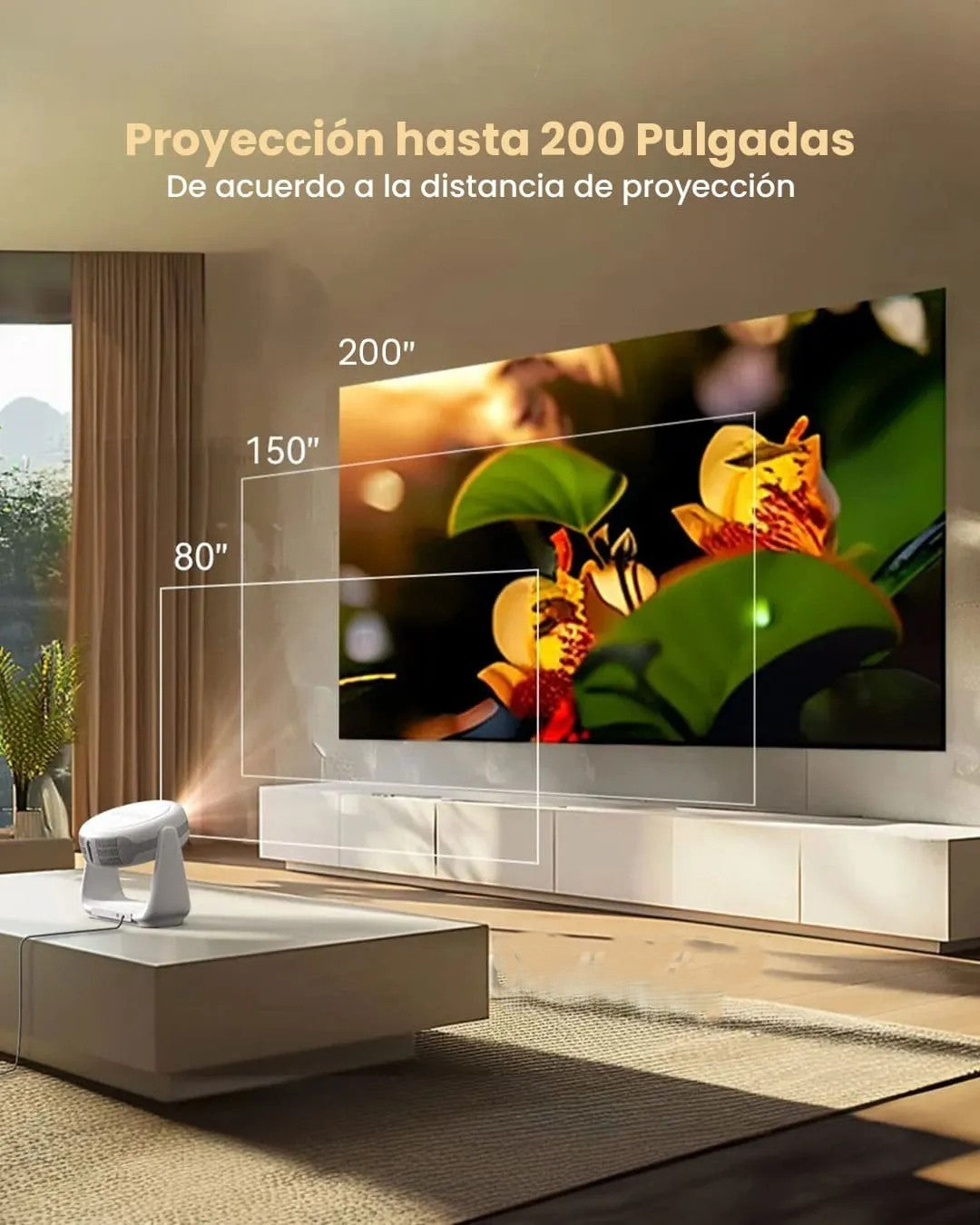 Proyector Portátil Recargable– Android TV, WiFi 6, Bluetooth 5.2 y enfoque automático