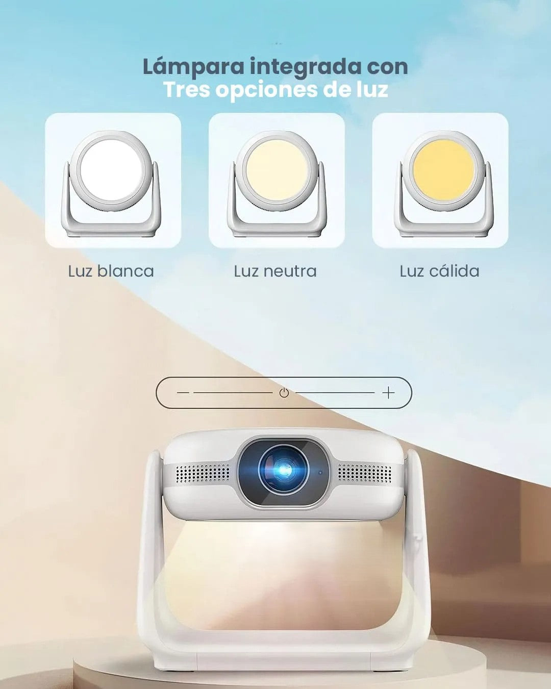 Proyector Portátil Recargable– Android TV, WiFi 6, Bluetooth 5.2 y enfoque automático