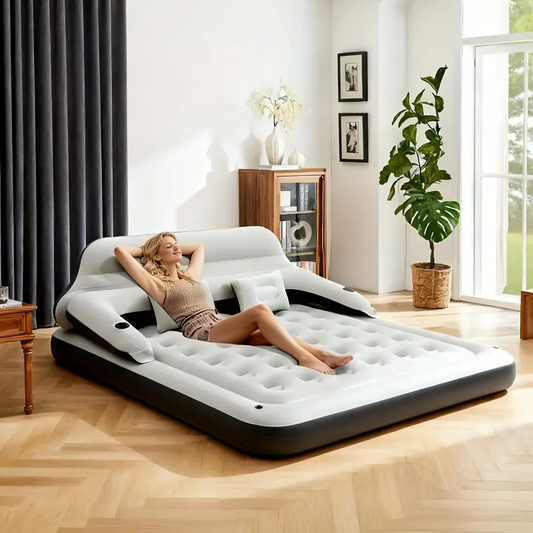 Colchón Inflable con Bomba Integrada, Base de Dormir Profunda y Cómoda, Sin Electricidad ni Pilas