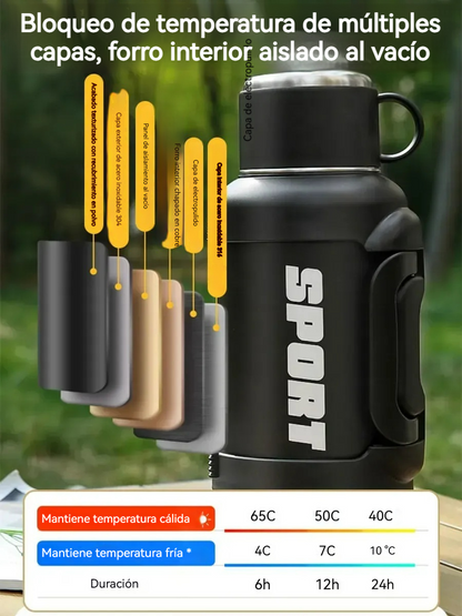 Vaso Térmico de Acero Inoxidable con Doble Tapa y Capacidad Extra Grande