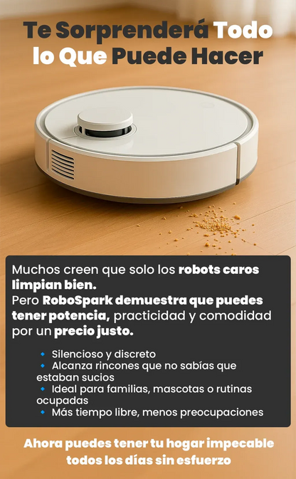 Aspiradora RoboSpark 3 en 1 – Limpieza automática, silenciosa y sin enredos